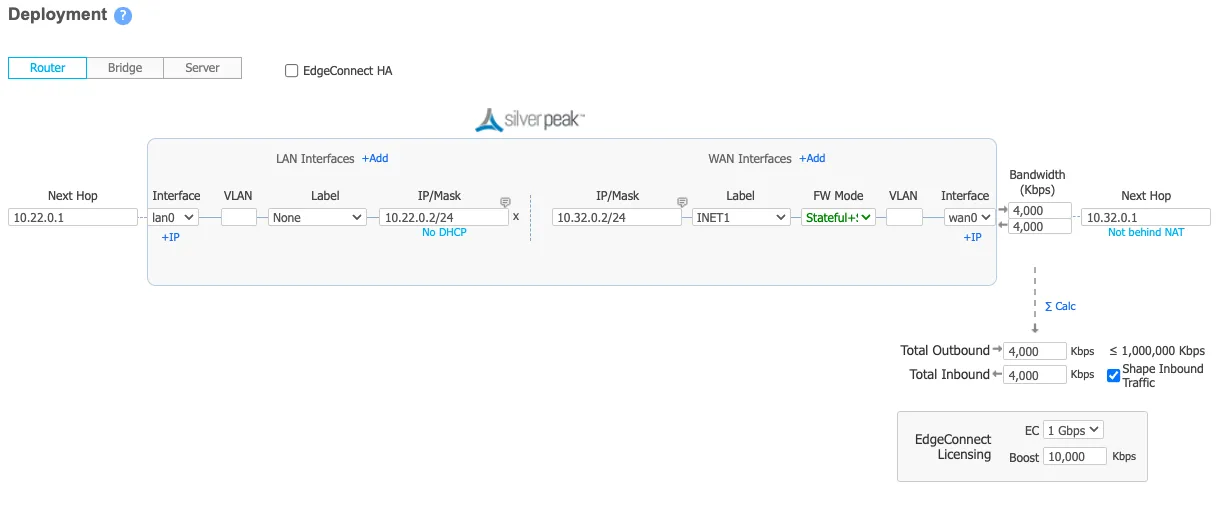 Values for central branch configuration within Orchestrator