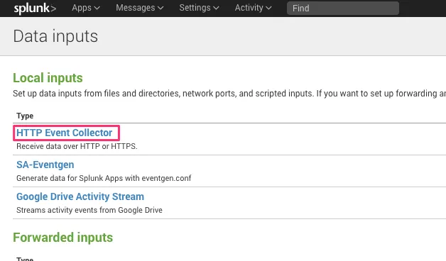 Select HTTP Event Collectors as the type of your collector.